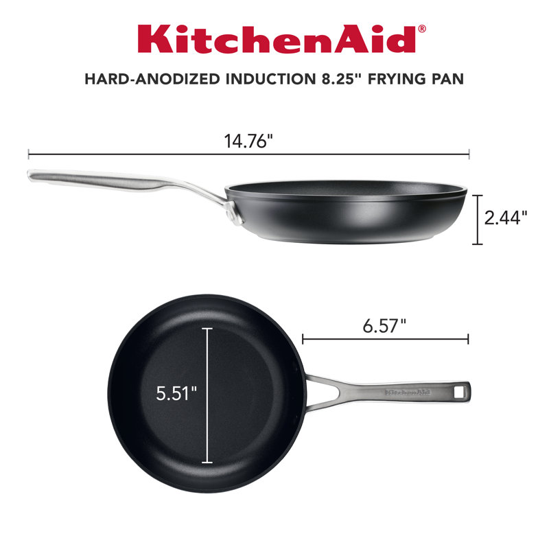 8.25-Inch Matte Black Aluminum Nonstick Frying Pan with Lid
