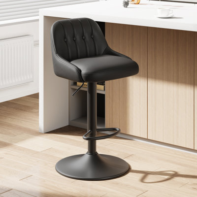 Swivel Adjustable Height Faux Leather Tufted Counter & Bar Stools with Metal Frame