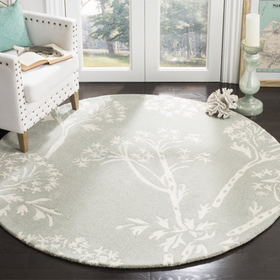Hodgson Hand Tufted Wool/Viscose Floral Rug in Ivory/Slate