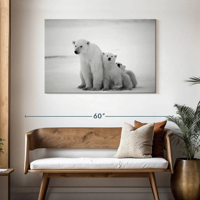 Brampt Polar Bear And Cubs, 30" H x 45" W