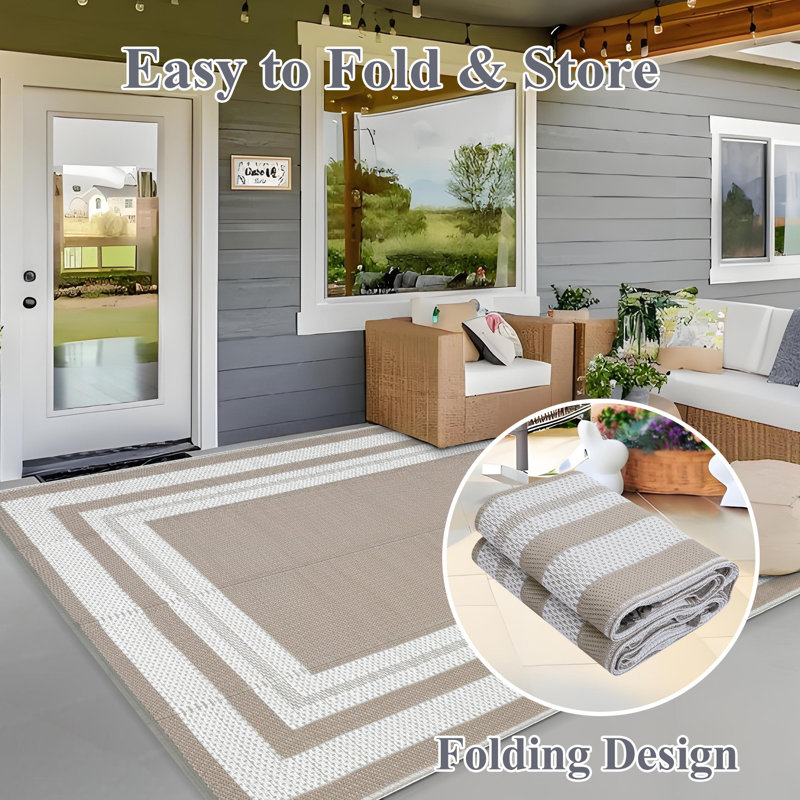 Outdoor Rug Outdoor Plastic Straw Rug Waterproof Patio Furniture Reversible Outdoor Mat Lightweight Throw Carpet for Patio Porch Backyard Camping Picnic RV Pool Deck Beach Trailer