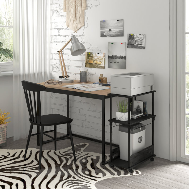 26.4'' W Cart Mobile Printer Stand with Shelves