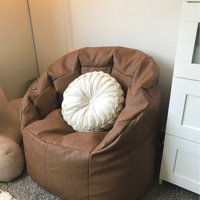 Big Joe Milano Bean Bag Chair with Vibe, Caramel Montana Leather