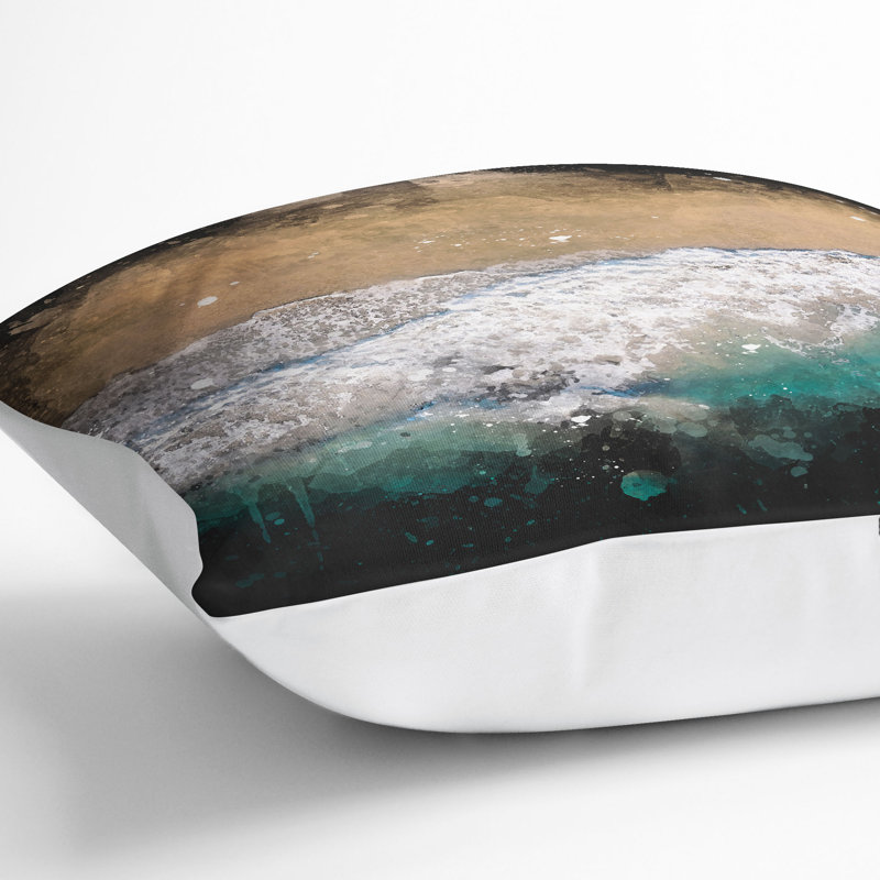 Huntington Beach California Paint Splash Cushion with Filling, 55cm H x 55cm W x 20cm D, White