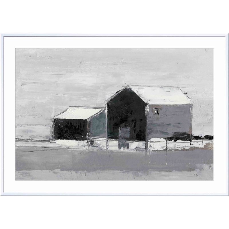 «Dynamic Barn II» par Ethan Harper - peinture encadrée, Blanc, H 48 po x l 32 po