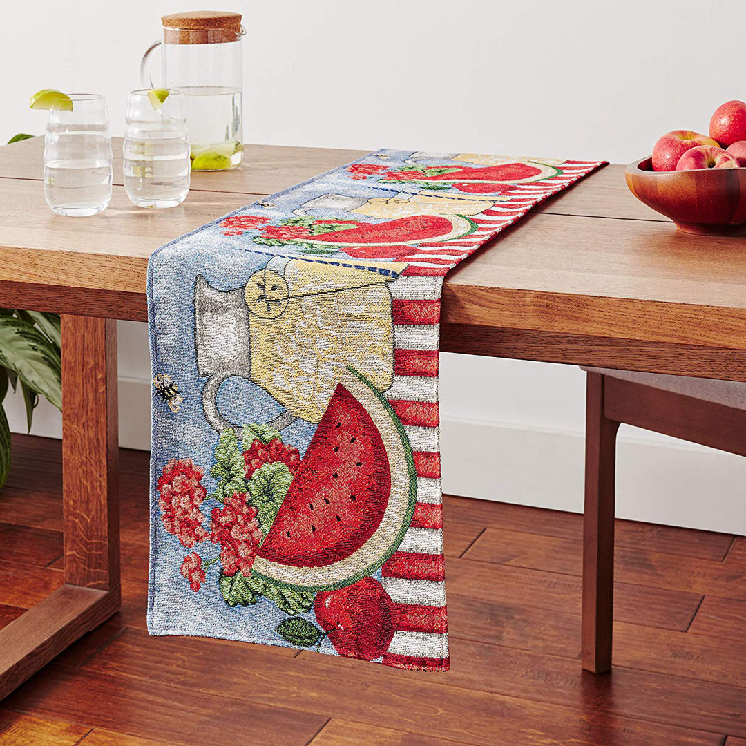 Jaron Fruity Drinks Watermelon Lemonade Woven Tapestry Table Runner August Grove® 