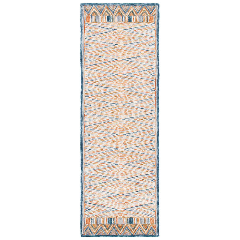 Tapis doré / rouille en laine touffeté à la main Seyler, Tapis de couloir 2 pi 3 po x 9 pi