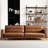 86.6" Mid-Century Modern Faux Leather Sofa, 3-Seater Glossy Vegan Leather Couch with Deep Seats and Channel Tufted Backrest for Living Room, Apartment
