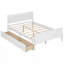 Structure de lit double avec tiroirs de rangement, lit plateforme en bois avec tête de lit gris-129619114-129619118