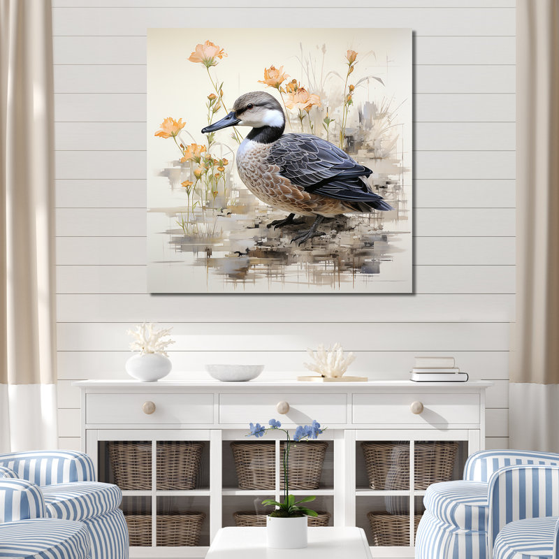 Art mural rétro «Duck by the Pond», H 30 po x l 30 po x P 1,5 po, Toile tendue