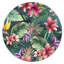 Fleur tropicale rouge dans des feuilles de palmier - Cercle traditionnel en métal, art mural-68853669