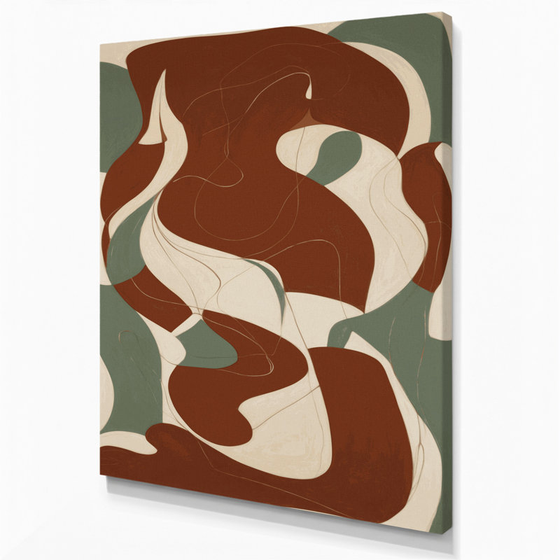 Abstrait art figuratif brun sur toile 55, H 18 po x l 12 po