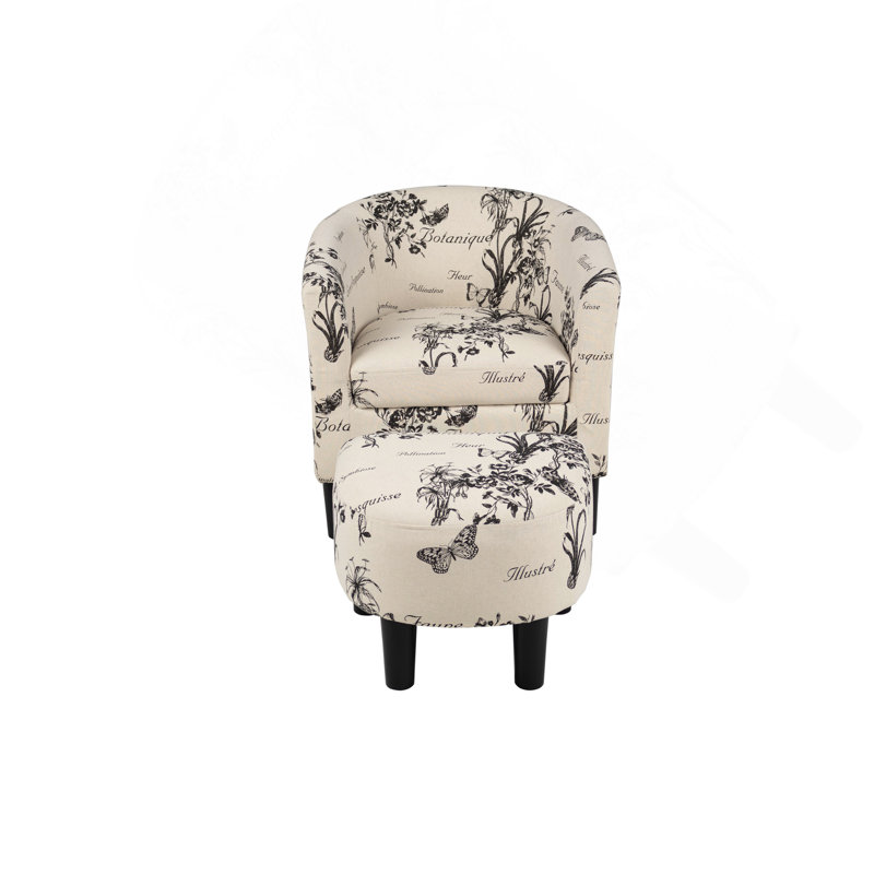 Fauteuil d'appoint avec dossier rond et tissu blanc