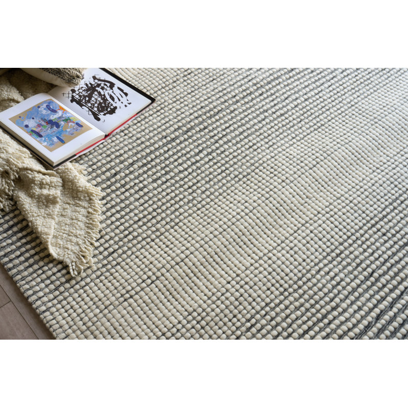 Metrix Hand Tufted New Zealand Wool Black/Ivory Area Rug, 8'X10'