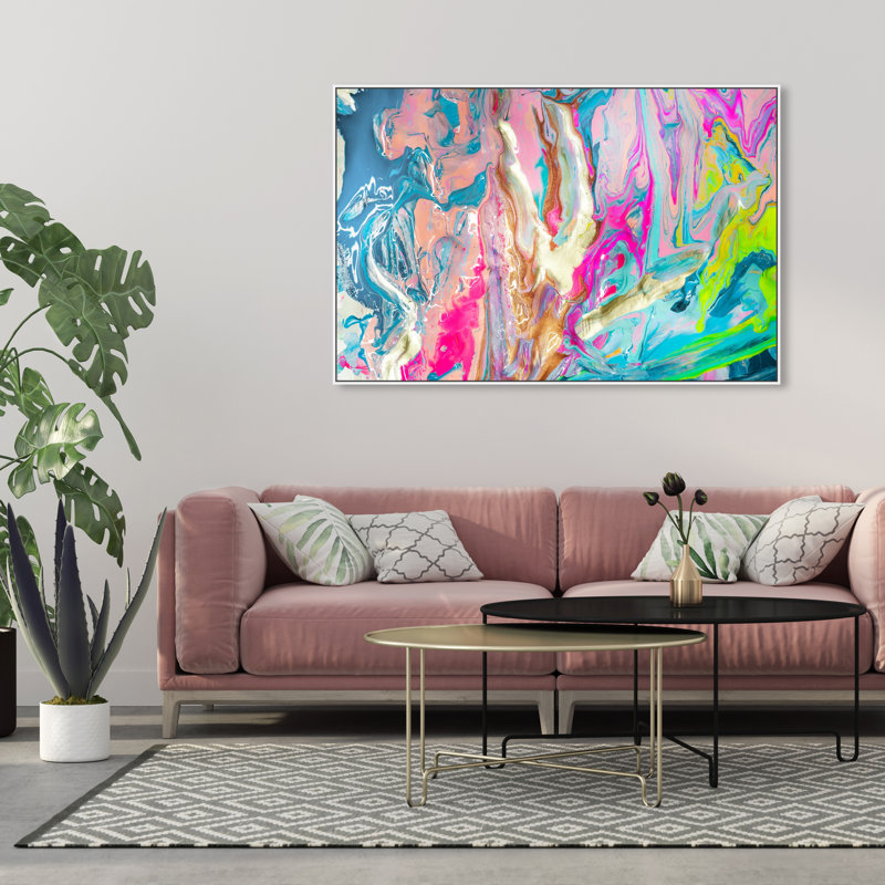 «Abstract Just Like Heaven», reproduction d'art graphique sur toile, H 36 po x l 54 po, Blanc, Toile encadrée