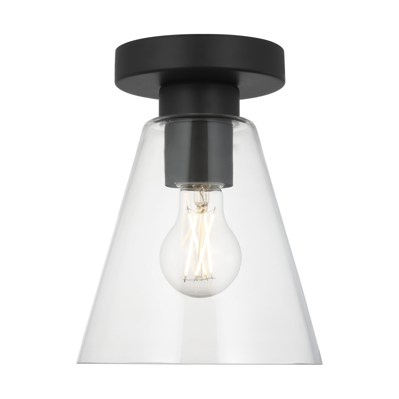 Hayden 7" Glass Flush Mount, Midnight Black, Clear