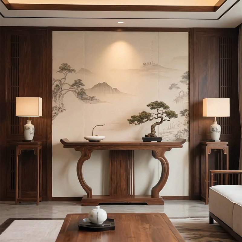 Nouvelle console en bois de style chinois, H 34,6 po x l 59 po x P 15,7 po