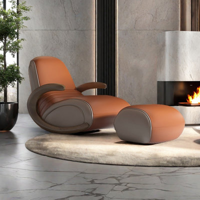 Home Living Room Casual Rocking Chair with Ottoman