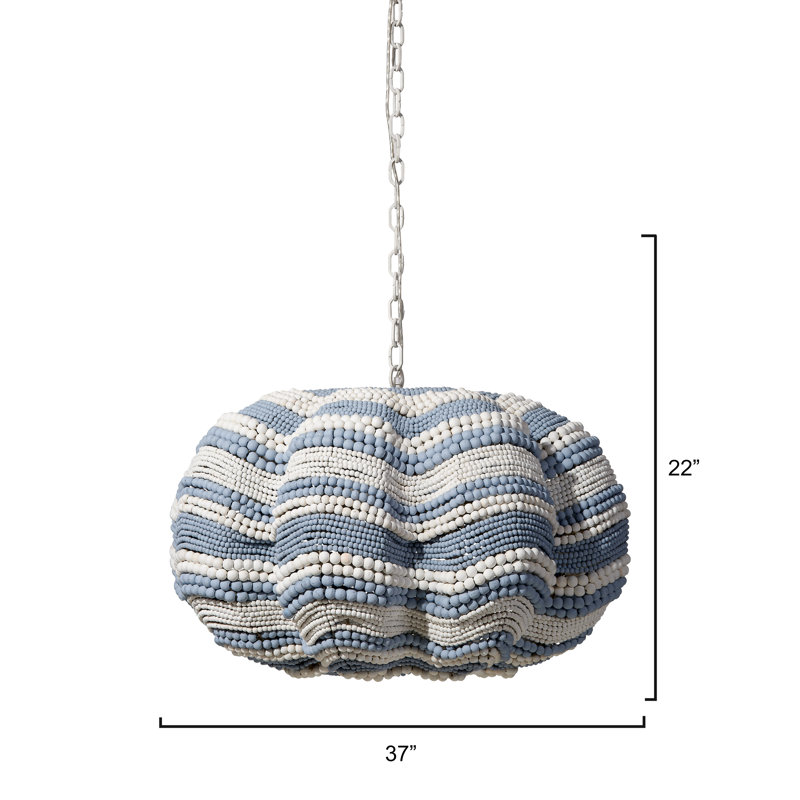 Clamshell 4 - Light Chandelier, Blue/White