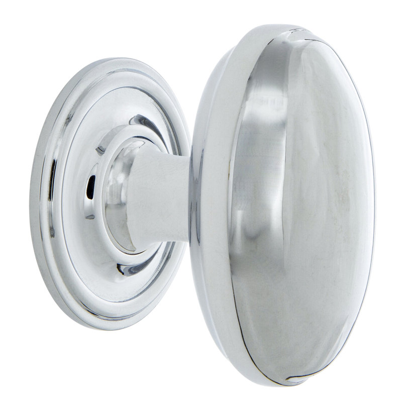 Homestead 1 3/4" Length Oval Knob, Bright Chrome