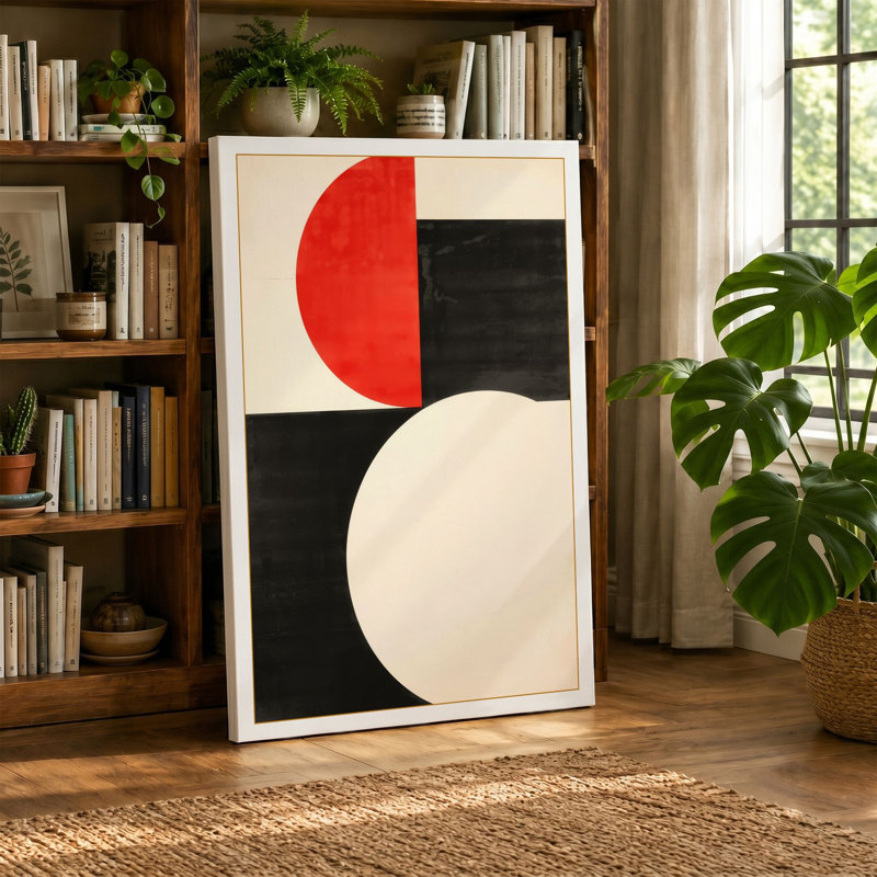Interlocking Geometry Geometric - Wrapped Canvas, 36x24 - 91.4 x 61.0 cm, Cream Border