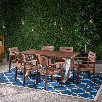 Bridget Outdoor Rustic 7 Piece Dining Set by Millwood Pines