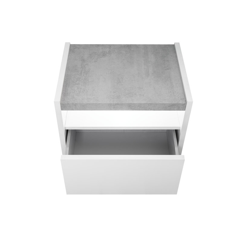 Devin 51cm W Manufactured Wood Bedside Table, White/Dark Walnut