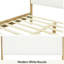 Modern White Boucle Upholstered Platform Bed Frame with Rubberwood Legs, Queen & King Size, No Box Spring Needed-455396173