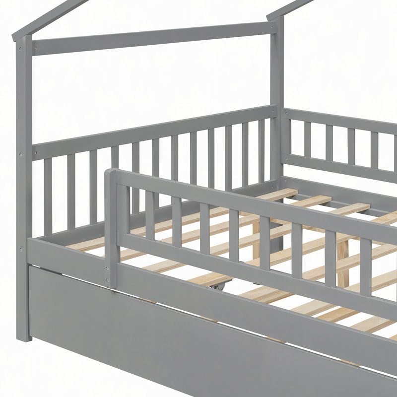 Wooden House Bed with Trundle