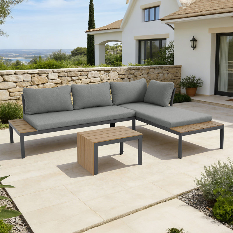 4 - Person Patio Dining Set with Rectangular Table, Grey