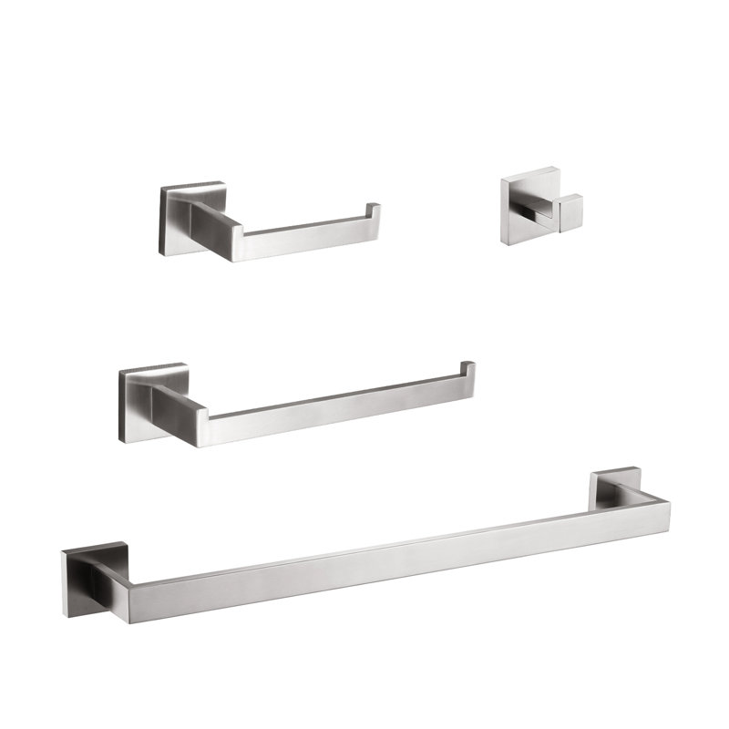 Matte Black Bathroom Hardware, 4 - Stainless Steel, For Home Upgrade Hardware , 4 Scratch Decoration, Matte Black