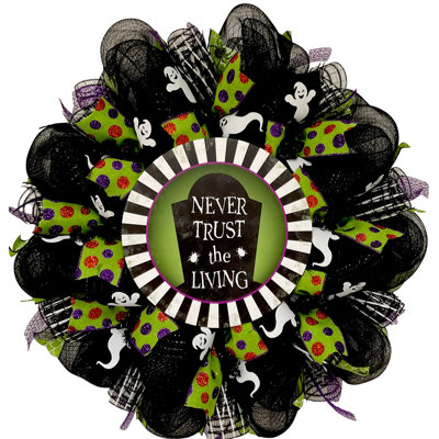 Halloween Wreath Never Trust The Living 24 inch Handmade