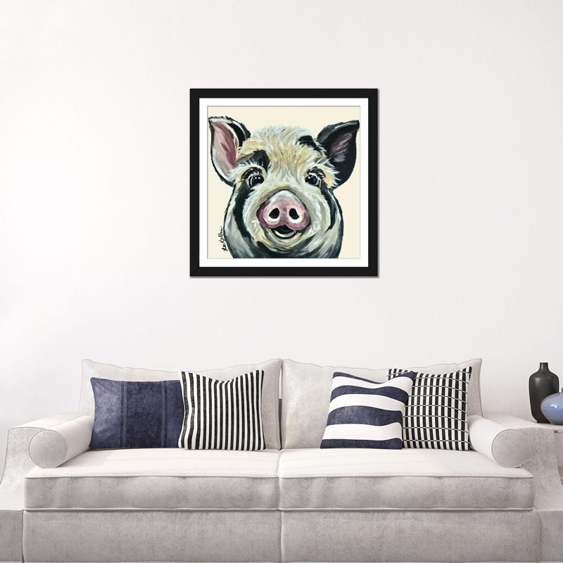 « sarge the porc on crème », reproduction d’impression sur toile, H 24 po x l 24 po x P 1 po, Papier d'art encadré noir