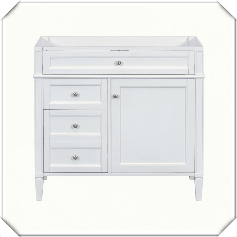 Meuble-lavabo moderne en bois massif avec tiroir 2 tiroirs, Blanc
