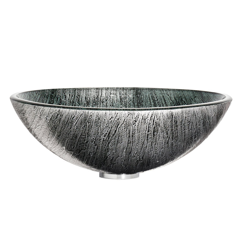 ANZZI 16.5'' Glass Circular Bathroom Sink, Stellar Gray