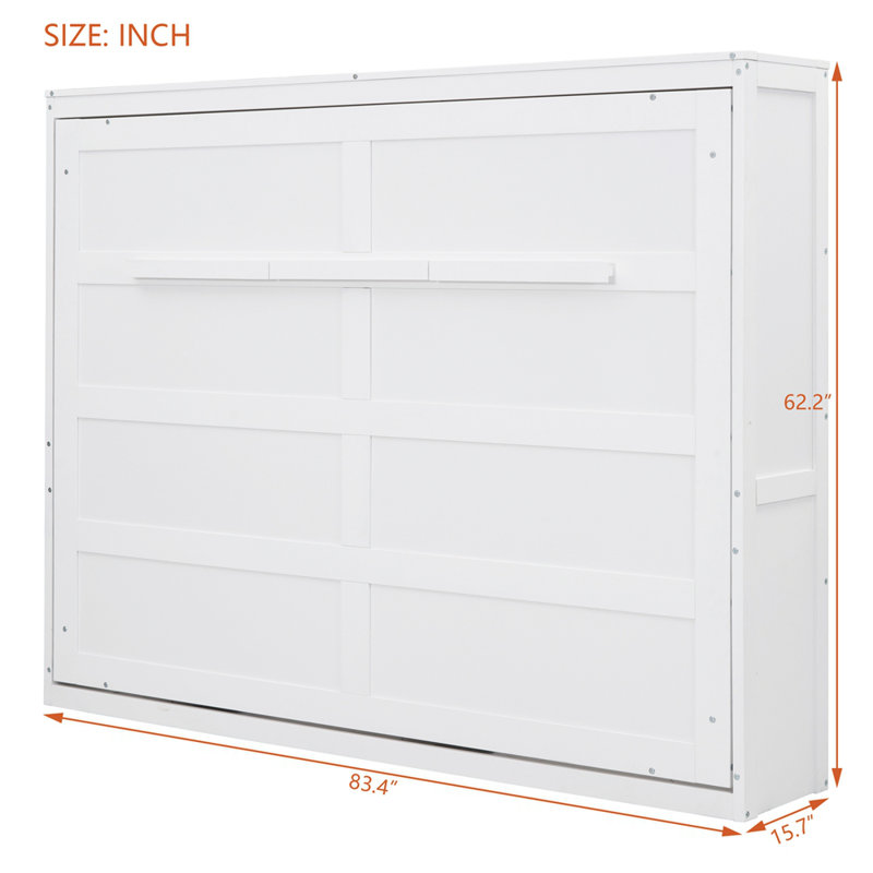 Lit escamotable double pleine grandeur, blanc, Double , Blanc