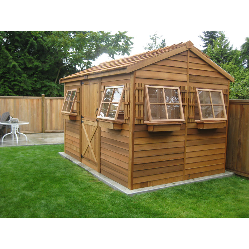 Beachhouse 12 ft. W x 8 ft. D Western Red Cedar Wood Storage Shed
