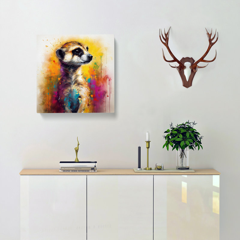 Meerkat Gestural Art No.1 - Wrapped Canvas, 35cm H x 35cm W