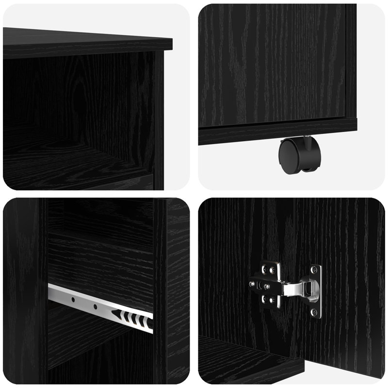 Computer Desk Engineered Wood Compact Drawers, Black Oak
