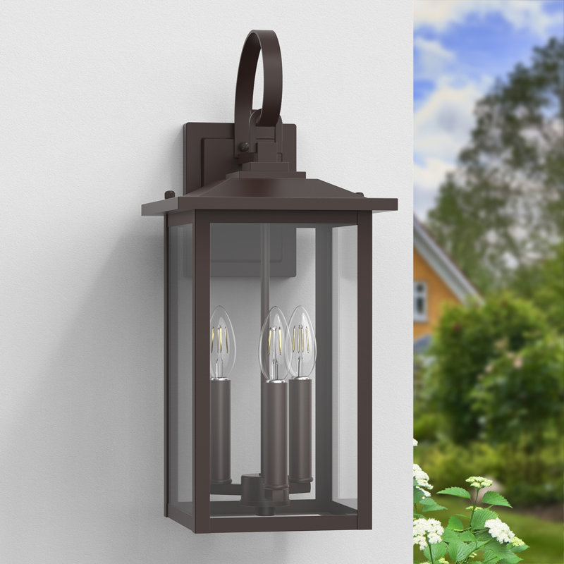 Lanterne murale d'extérieur 3 lumières Dallas, Bronze frotté à l'huile, H 20 po x l 8,7 po x P 9,5 po
