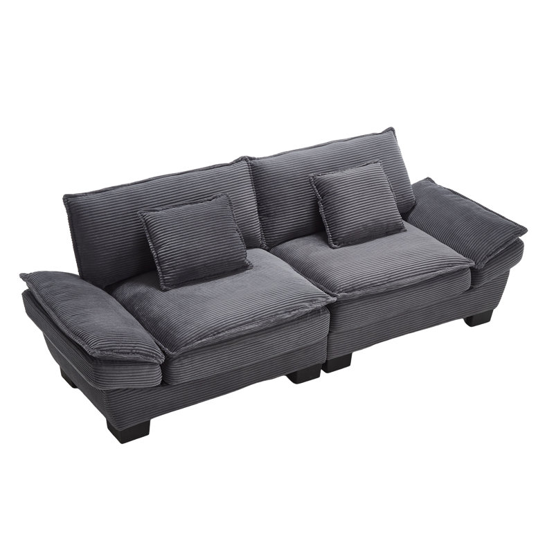 2 Seater Corduroy Sofa, Dark Grey