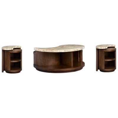 Valentin Round Cocktail Table With 2 Nesting End Table