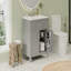 Meuble-lavabo 30 po avec lavabo en céramique, armoire de salle de bain simple grise moderne avec 2 portes et une tablette, portes à fermeture douce-112605892