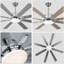 Ventilateur de plafond moderne Synia 72 po avec lumière et télécommande, moteur CC réversible à 6 vitesses, DEL à intensité variable, grand ventilateur de plafond chromé pour salons-395284843