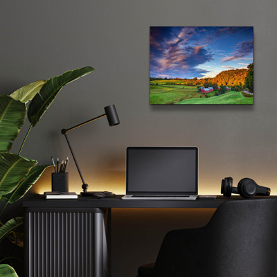 Ebern Designs 'First Light On Jenne Farm' by Rick Berk Acrylic Glass Wall Art