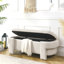 Grand banc de rangement en lin rembourré avec rangement - beige-117529151