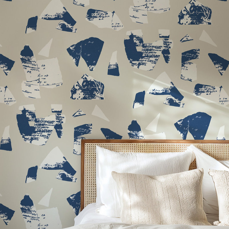 Papier peint Bo-Kaap, Blue China, Faux Grasscloth, Non encollé