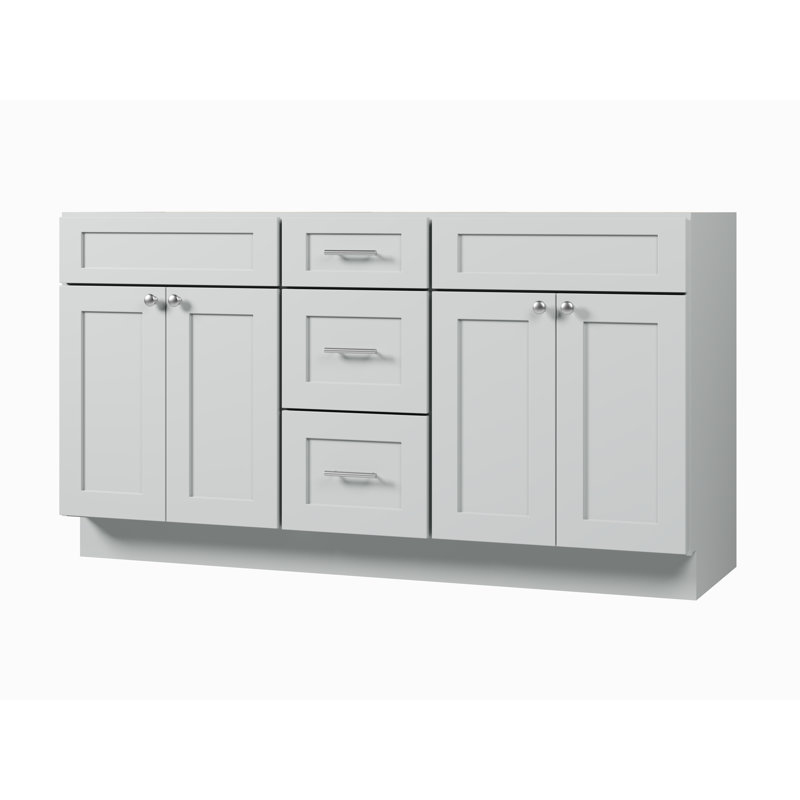 63'' Double Bathroom Vanity Base Only in White, Gray