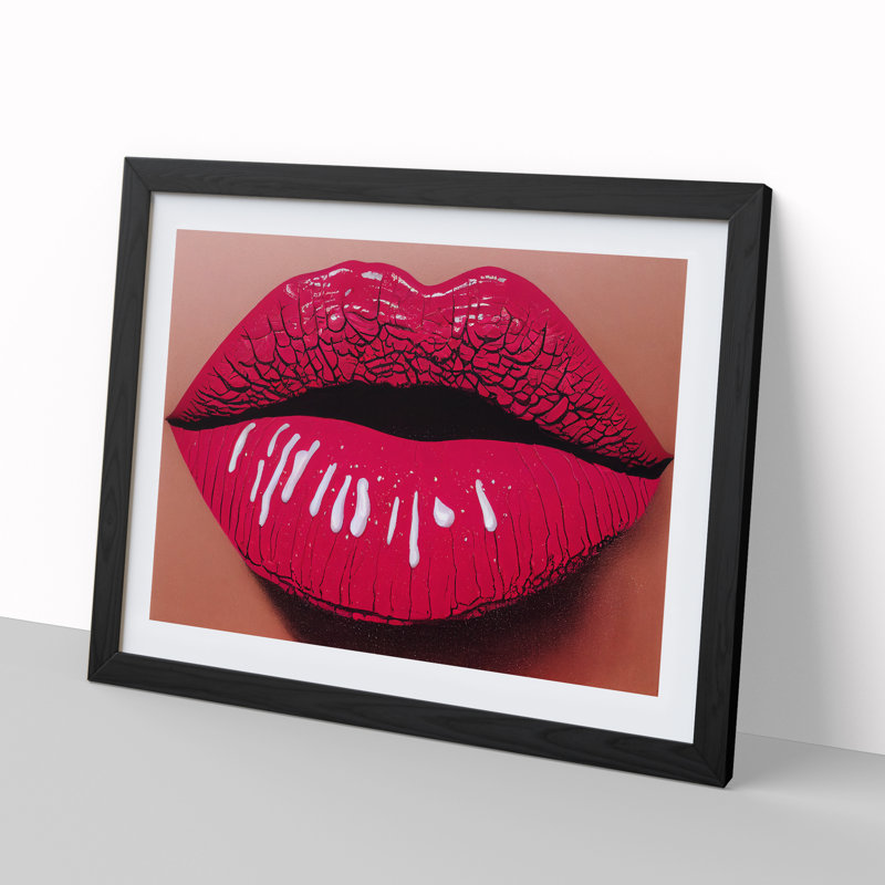 Lips Of A Woman - Single Picture Frame Print, Black, 46cm H x 64cm W