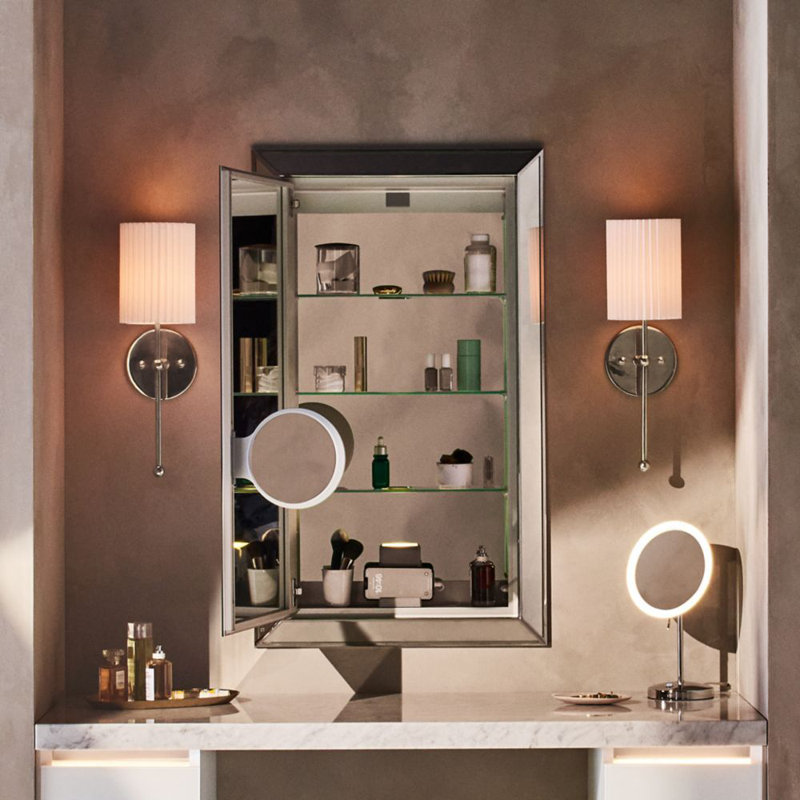Murray Hill Recessed Framed 1 Door Medicine Cabinet with 4 Adjustable Shelves, Matte Black
